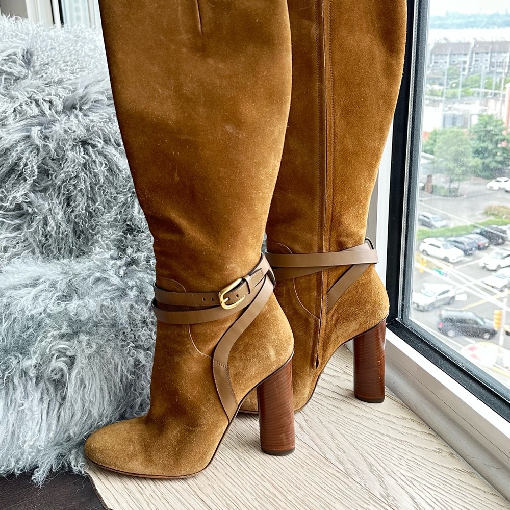 Gucci Brown Heeled Boots Suede Ankle Classic